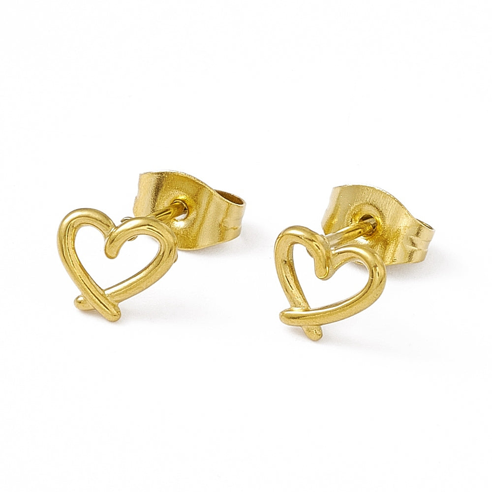 My Heart Gold Stud Earrings