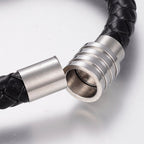 Men's Nautical Black Leather Bracelet
