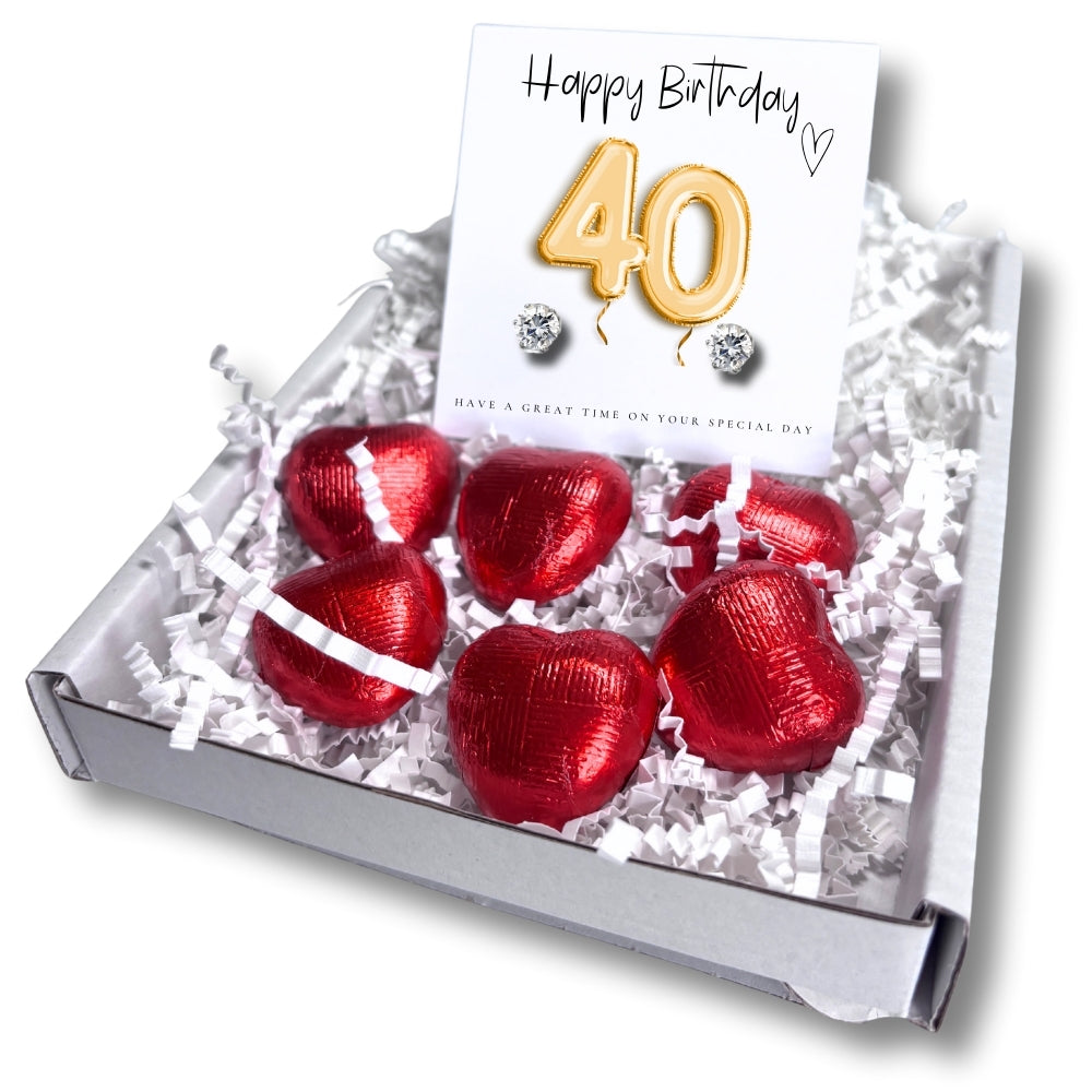 40th Birthday Cubic Zirconia Earrings Gold Balloons Mini Gift Hamper