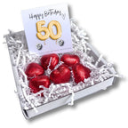 50th Birthday Cubic Zirconia Stud Earrings & Gold Balloons Mini Gift Hamper