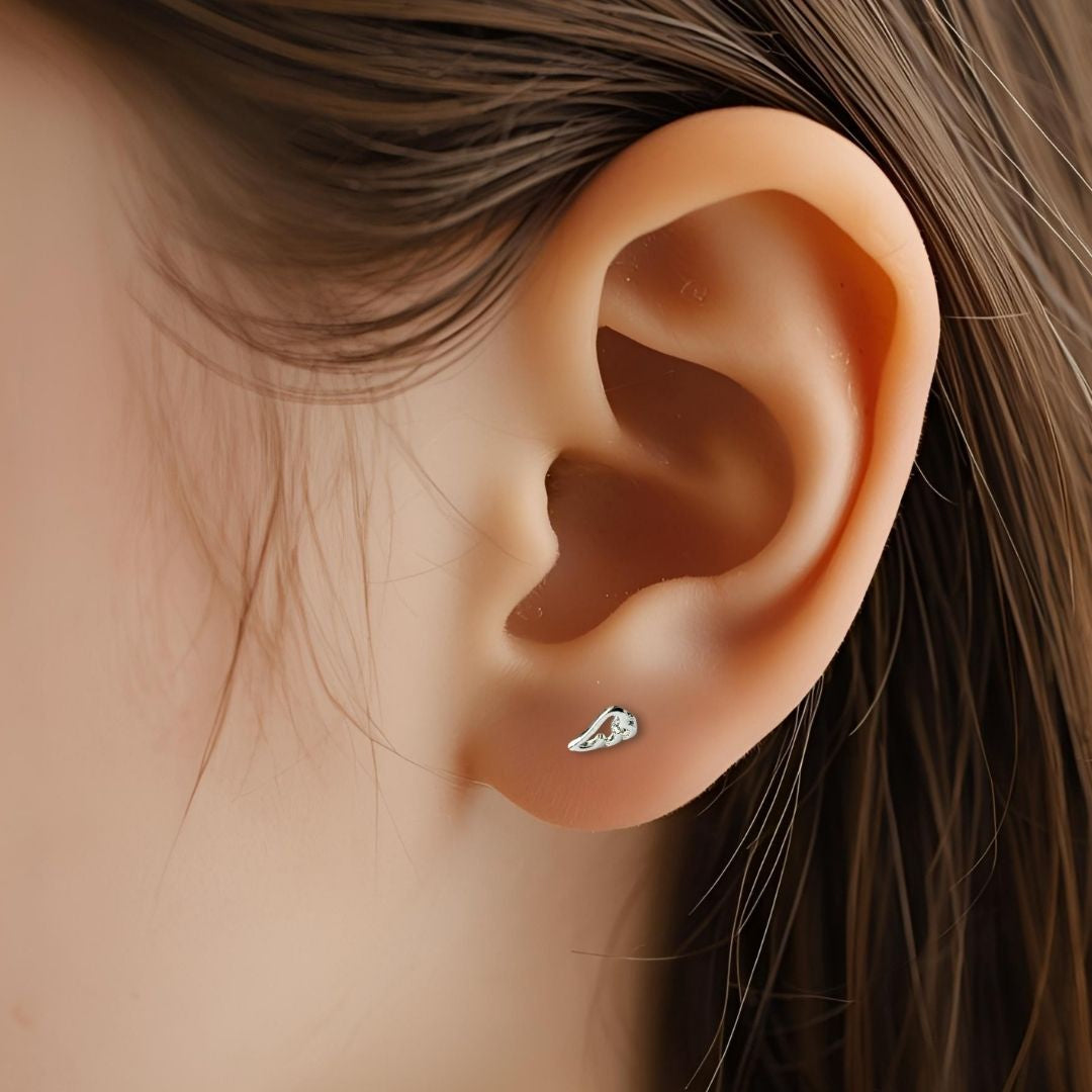 Little Angel Wing Silver Stud Earrings
