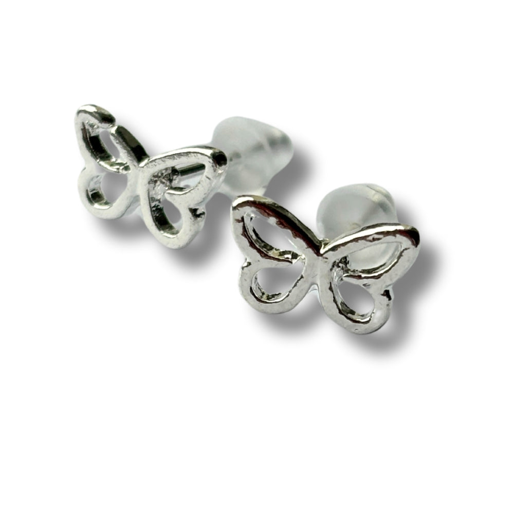 Open Butterfly Silver Stud Earrings