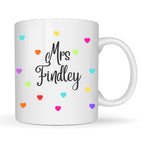 Personalised Colourful Hearts Mug Gift | Mum Gran Teacher Friend
