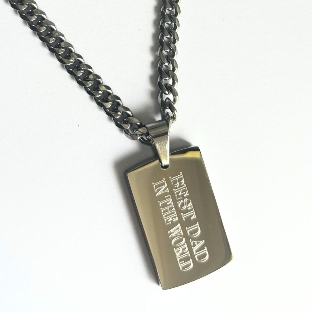Personalised Men's Rectangle Pendant & Chunky Chain Necklace