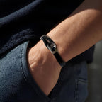Personalised Men's Black Braided Button Bracelet - Best Dad