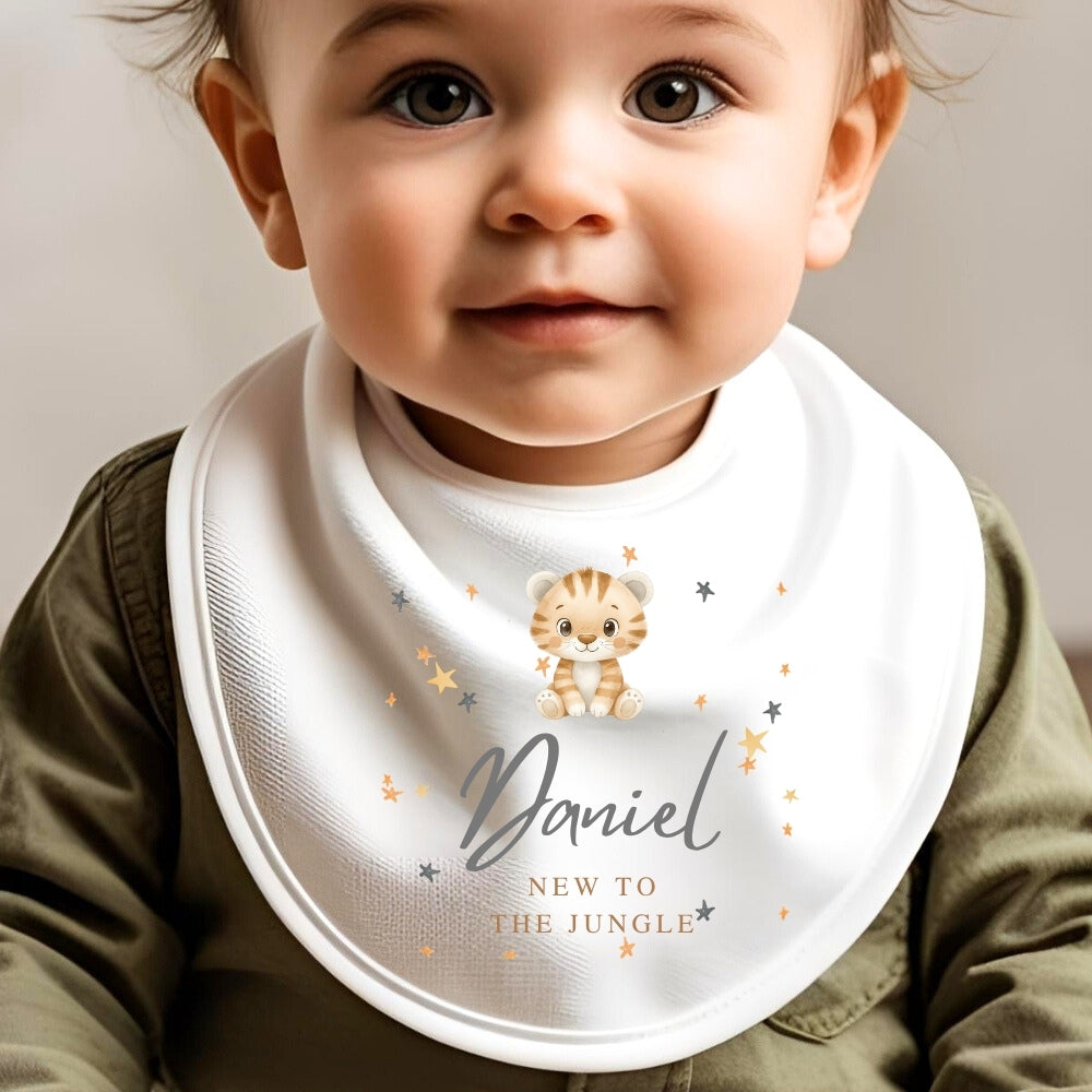Personalised New to the Jungle Tiger Baby Outfit: Bib, Vest, Baby Grow