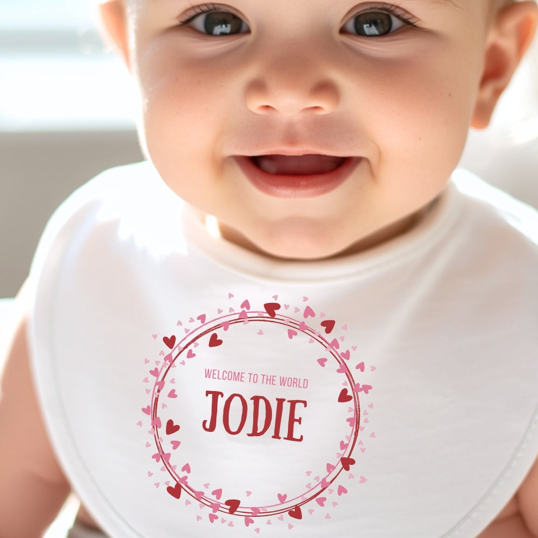 Personalised Pink & Red Hearts Babygrow | Name Vest or Bib UK