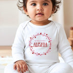 Personalised Pink & Red Hearts Babygrow | Name Vest or Bib UK