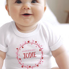 Personalised Pink & Red Hearts Babygrow | Name Vest or Bib UK