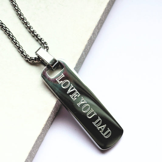 Personalised Men's Long Bar Medium Chain Necklace