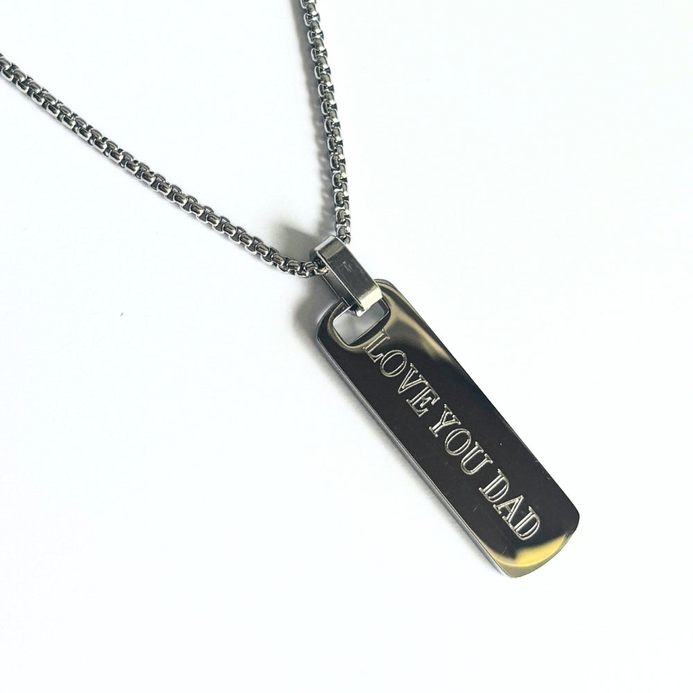 Personalised Men's Long Bar Medium Chain Necklace