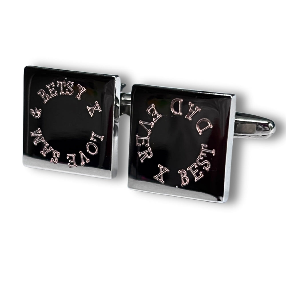 Personalised Border Square Cufflinks - Message