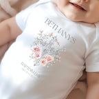 Personalised Floral Cross Christening Day Babygrow | Name Vest or Bib UK