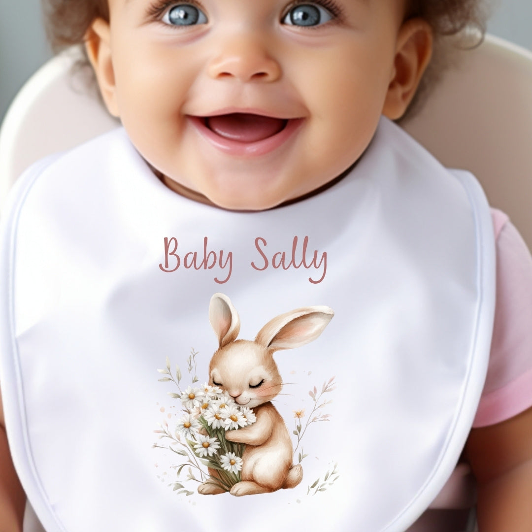 Personalised Daisy Bunny Baby Outfit – Bib, Vest, Baby Grow