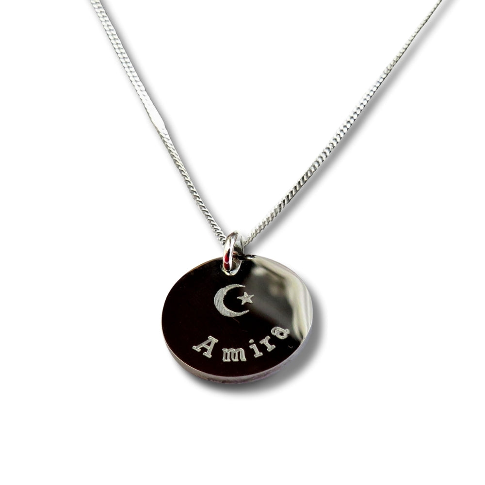 Personalised Eid Engraved Silver Necklace