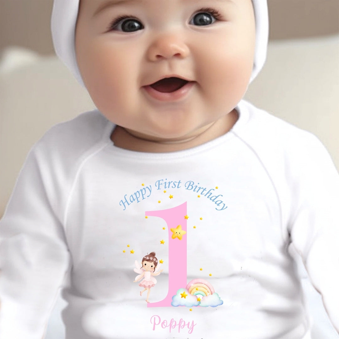 Personalised Rainbow Fairy Baby Outfit – Bib, Vest, Baby Grow