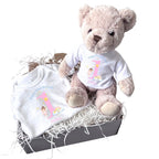 Personalised Rainbow Fairy Baby Gift Hamper - Teddy & Baby Vest