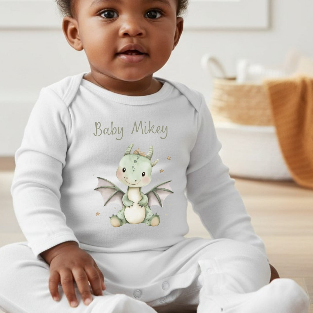 Personalised Little Dinosaur Baby Outfit – Bib, Vest, Baby Grow