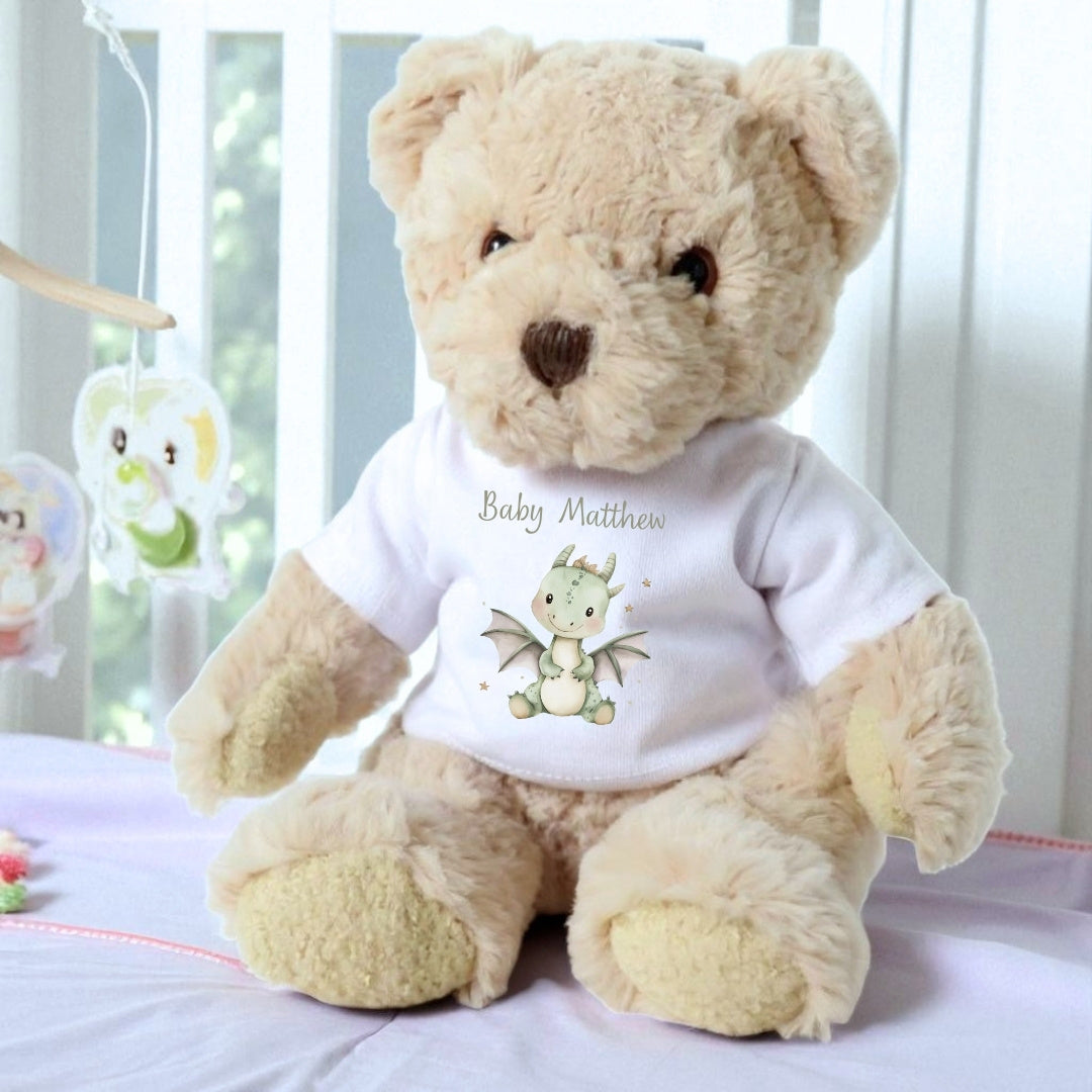 Personalised Little Dinosaur Baby Gift Hamper - Teddy & Baby Vest