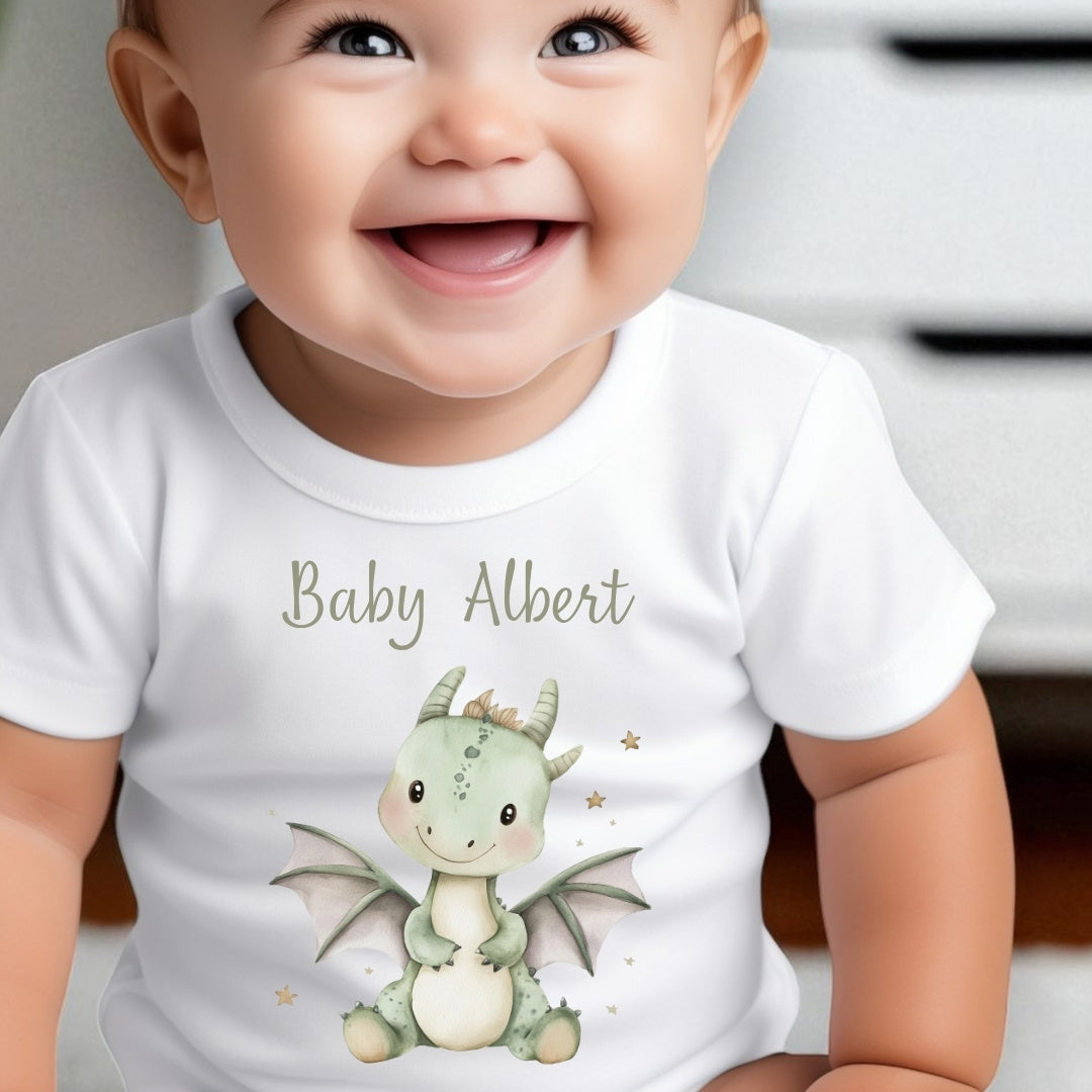 Personalised Little Dinosaur Baby Outfit – Bib, Vest, Baby Grow