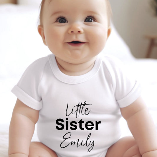 Personalised Little Sister Baby Vest