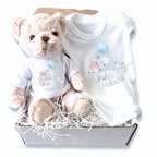 Personalised Little Elephants Baby Gift Hamper - Teddy & Baby Vest