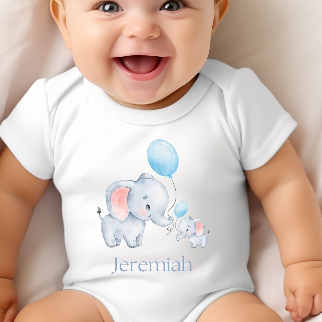 Personalised Little Elephants Baby Gift Hamper - Teddy & Baby Vest