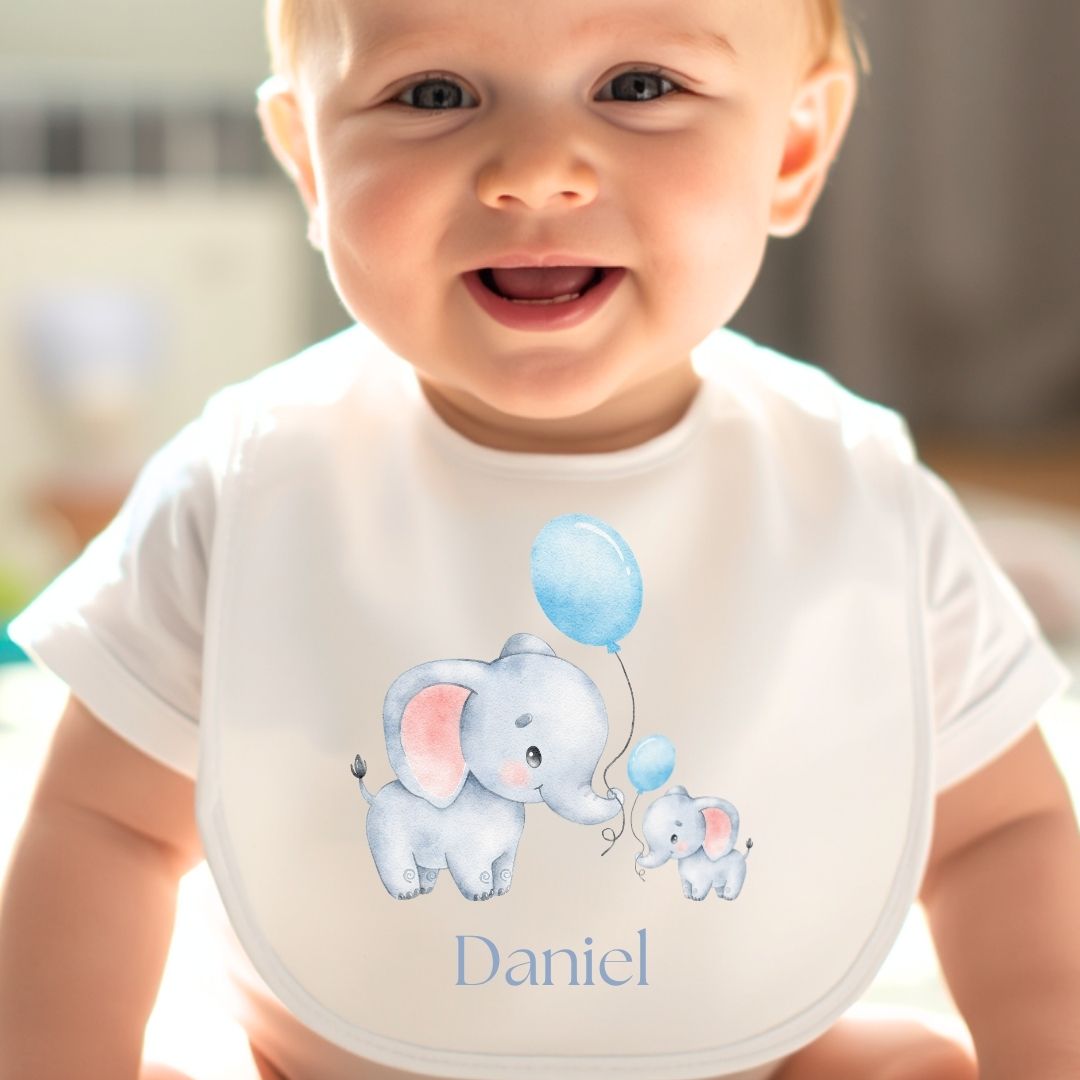 Personalised Little Elephants Babygrow | Name Vest or Bib UK