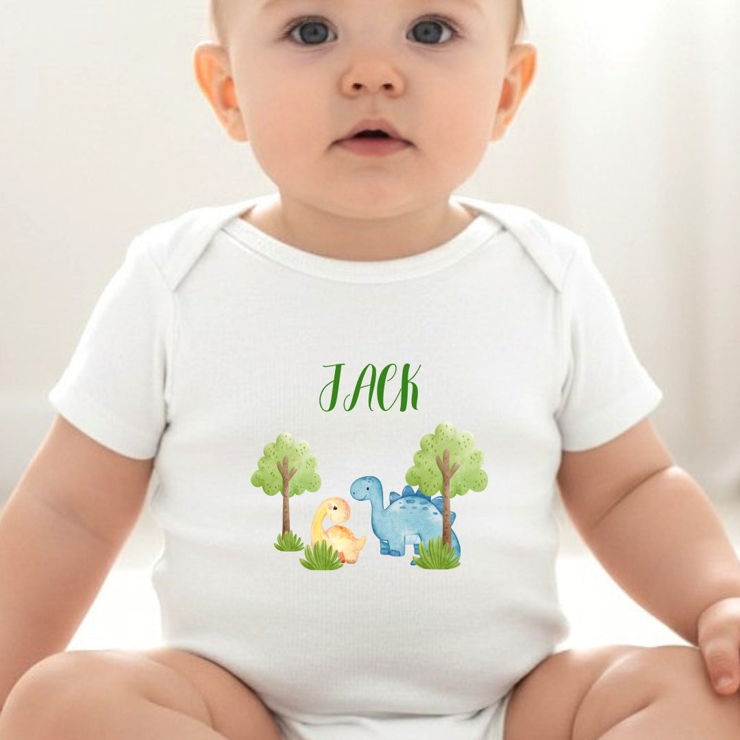 Personalised Baby Dinosaurs Baby Gift Hamper - Teddy & Baby Vest