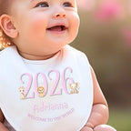 Personalised Pink Welcome to the World Baby Outfit – Bib, Vest, Baby Grow