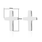 Small Silver Cross Stud Earrings - Christening Gift