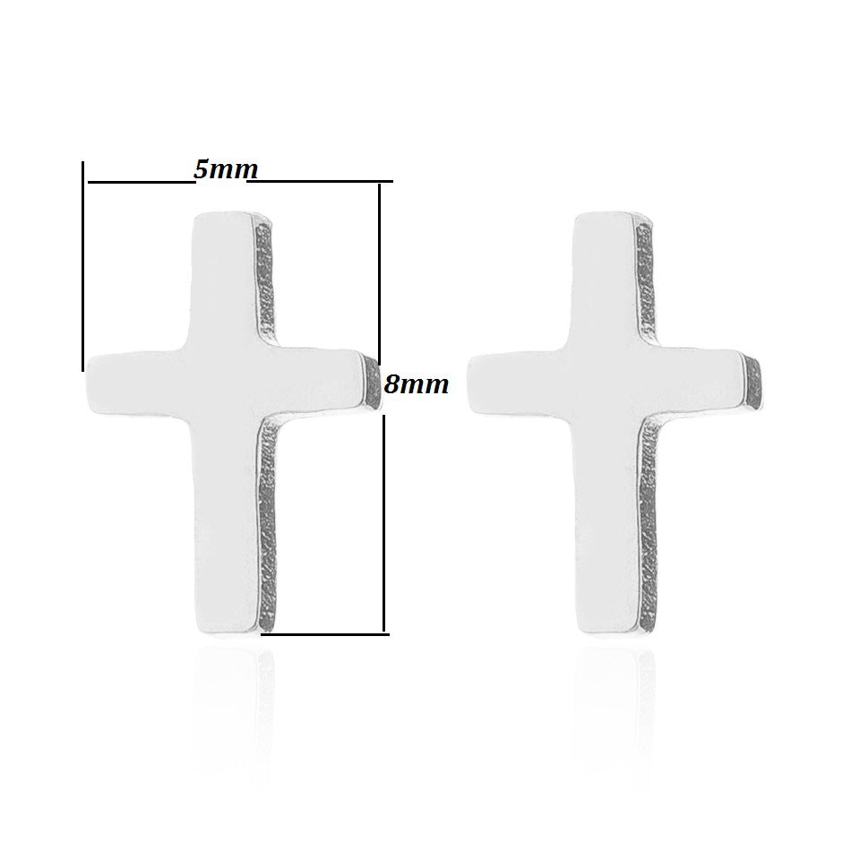 Small Silver Cross Stud Earrings