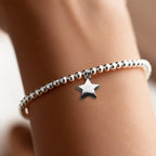 Star Silver Beaded Bracelet