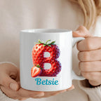 Personalised Strawberry Initial & Name Mug Gift | Sister Daughter Mum