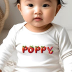 Personalised Strawberry Name Baby Outfit – Bib, Vest, Baby Grow