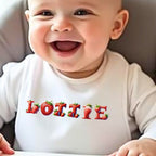 Personalised Strawberry Name Baby Outfit – Bib, Vest, Baby Grow