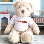 Personalised Luxury Teddy Bear with Strawberry Name T-Shirt