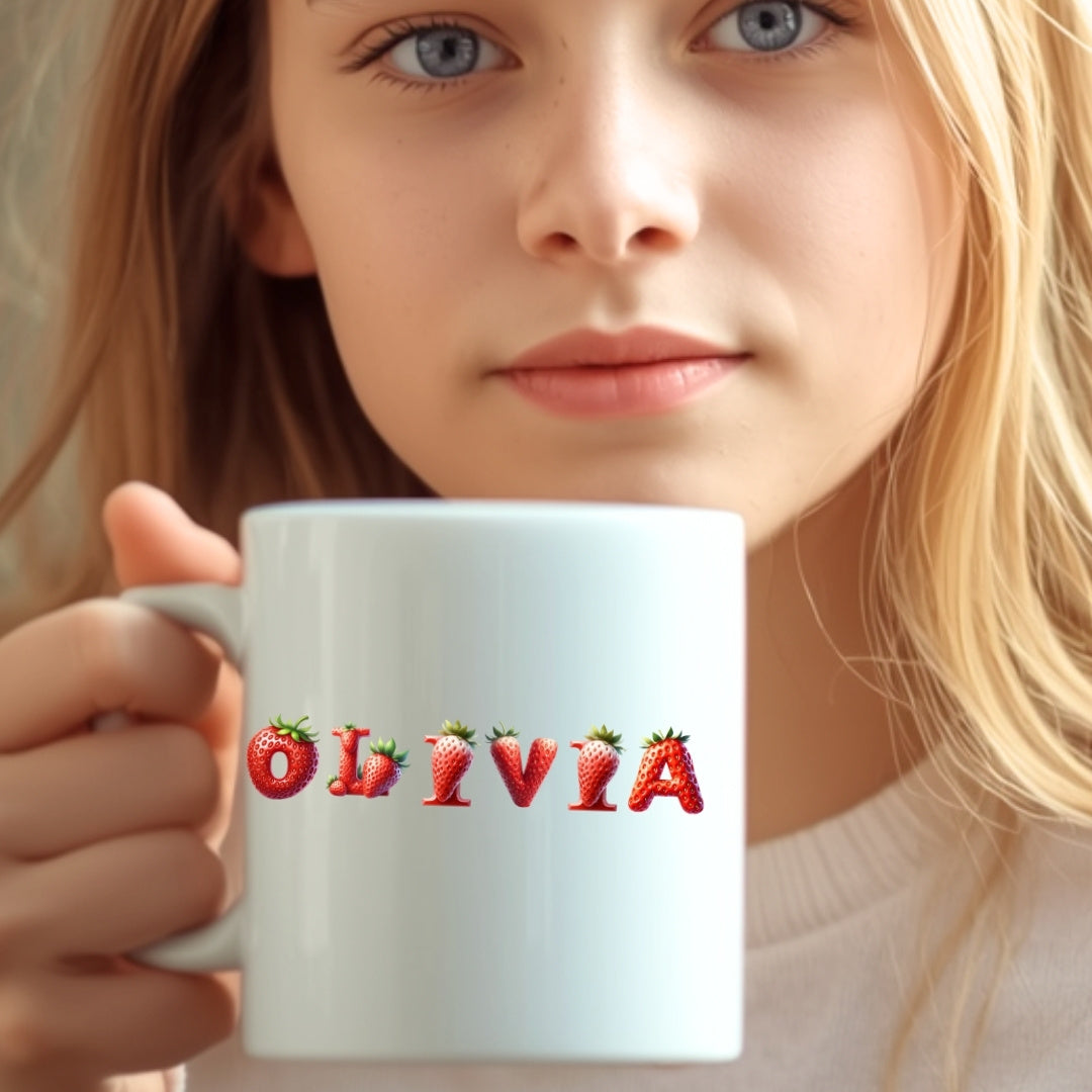 Personalised Strawberry Name Mug Gift | Sister Daughter Mum