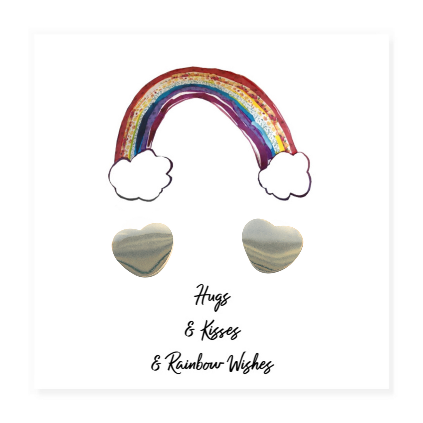 Heart Stud Earrings on Hugs & Kisses Rainbow Gift Card