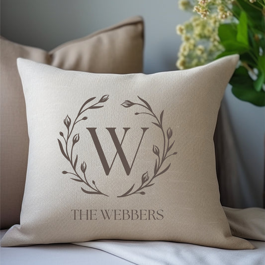 Personalised Wreath Family Name Cushion