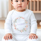 Personalised Wild Flower Name Baby Outfit – Bib, Vest, Baby Grow