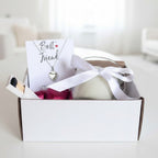 AyeDoGifts Best Friend hamper with silver heart necklace, vanilla candle, matches, and chocolates.