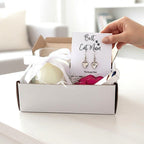 AyeDoGifts Best Cat Mum gift hamper: silver heart drop earrings, vanilla candle, chocolate hearts & matches.
