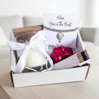 AyeDoGifts Mum You're The Best bracelet gift hamper with silver heart charm, vanilla candle, chocolates & matches.