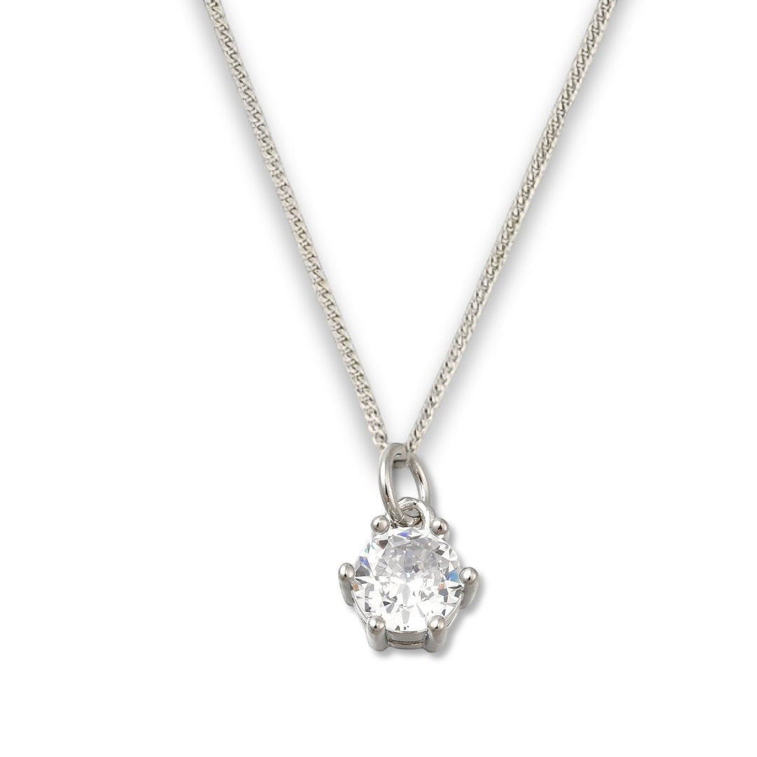 AyeDoGifts sterling silver 16-inch chain necklace with a 6mm cubic zirconia charm, perfect for 40th birthdays.