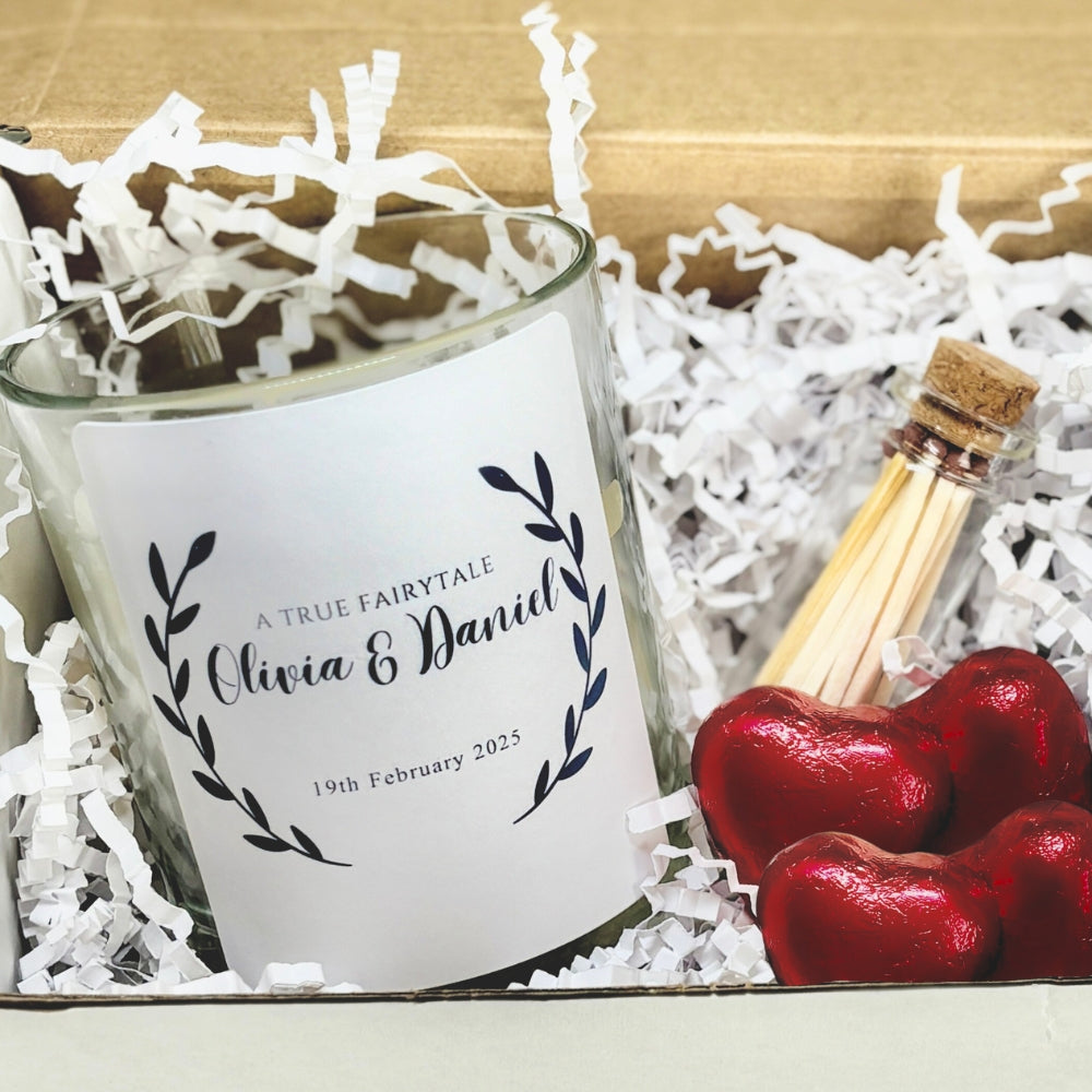 Personalised Couple Heart Wreath Candle Gift Set