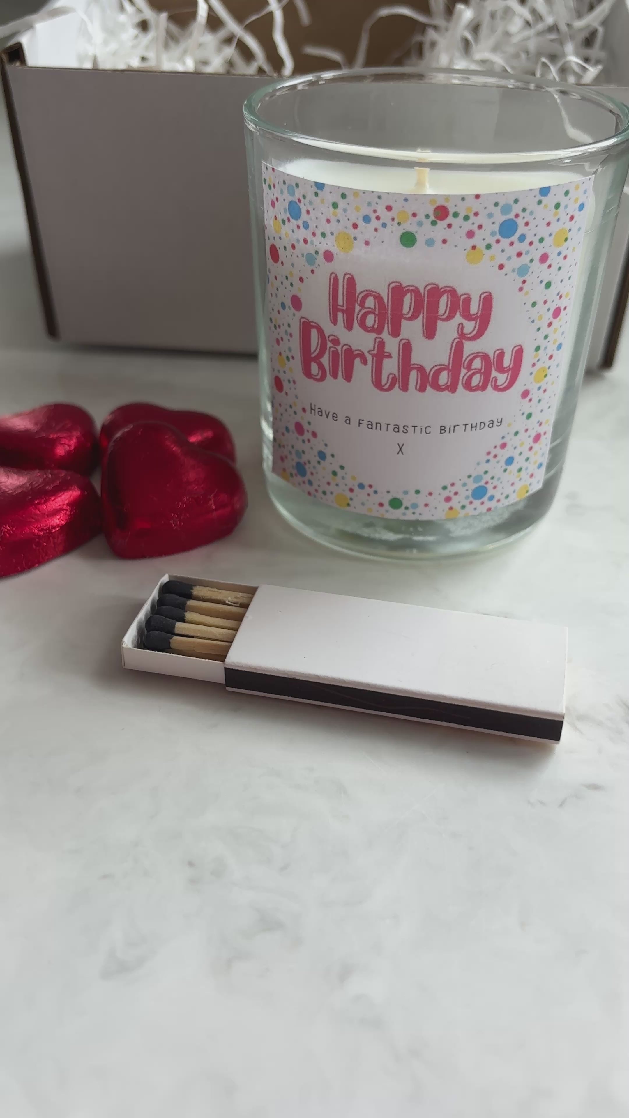 Happy Birthday Dotty Candle Gift Set | Birthday Gift Box For Her