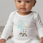 Personalised Blue 1st Birthday Panda Baby Outfit: Bib, Vest, Baby Grow