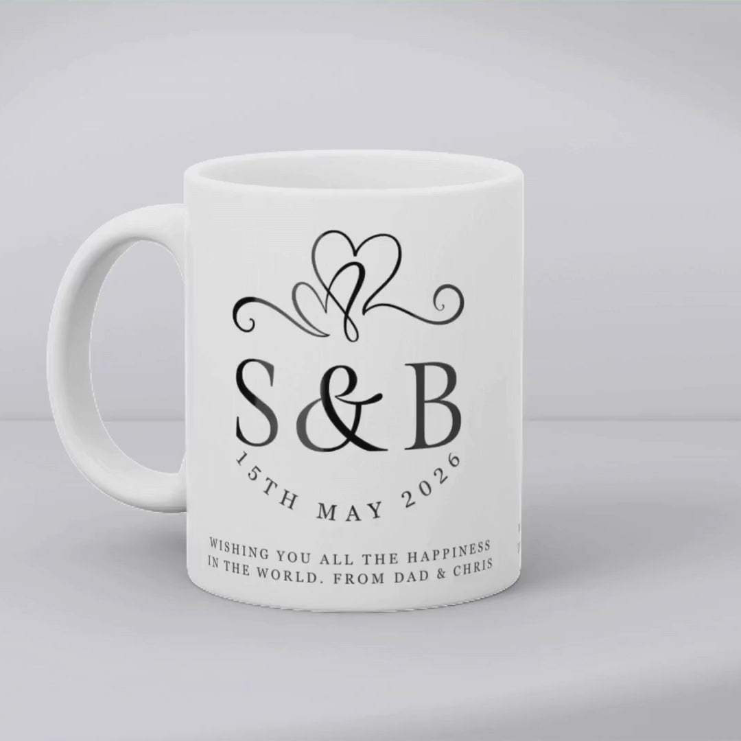 Entwined Hearts Personalised Mugs Gift Set | Wedding, Engagement