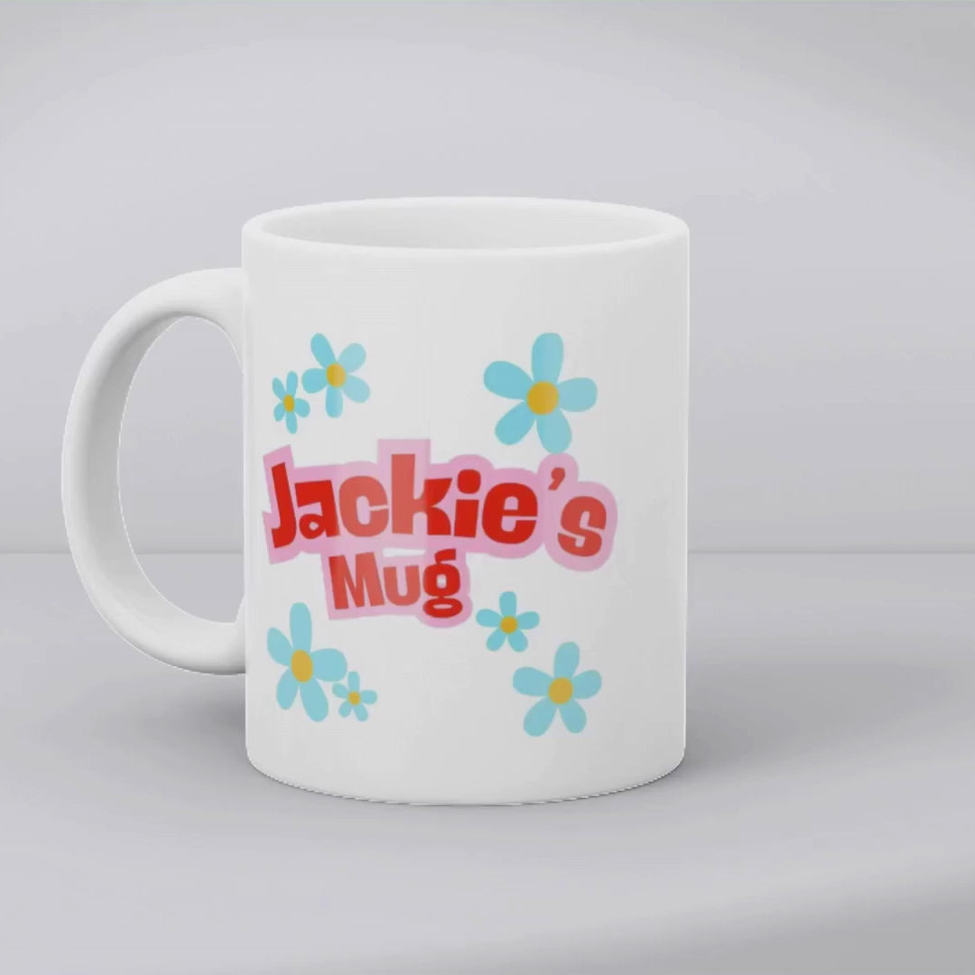 Personalised Blue Daisy Name Mug, Candle & Socks Gift Hamper | Sister Friend Daughter